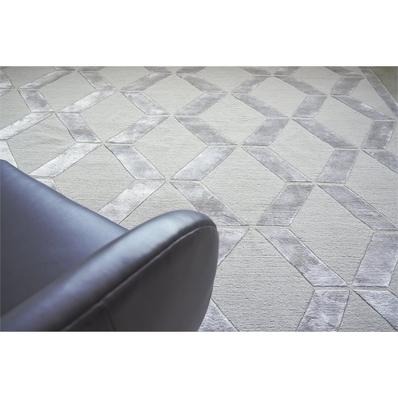 Metro Velvet Hand-Knotted Wool/Viscose Silver 8'x10' Area Rug