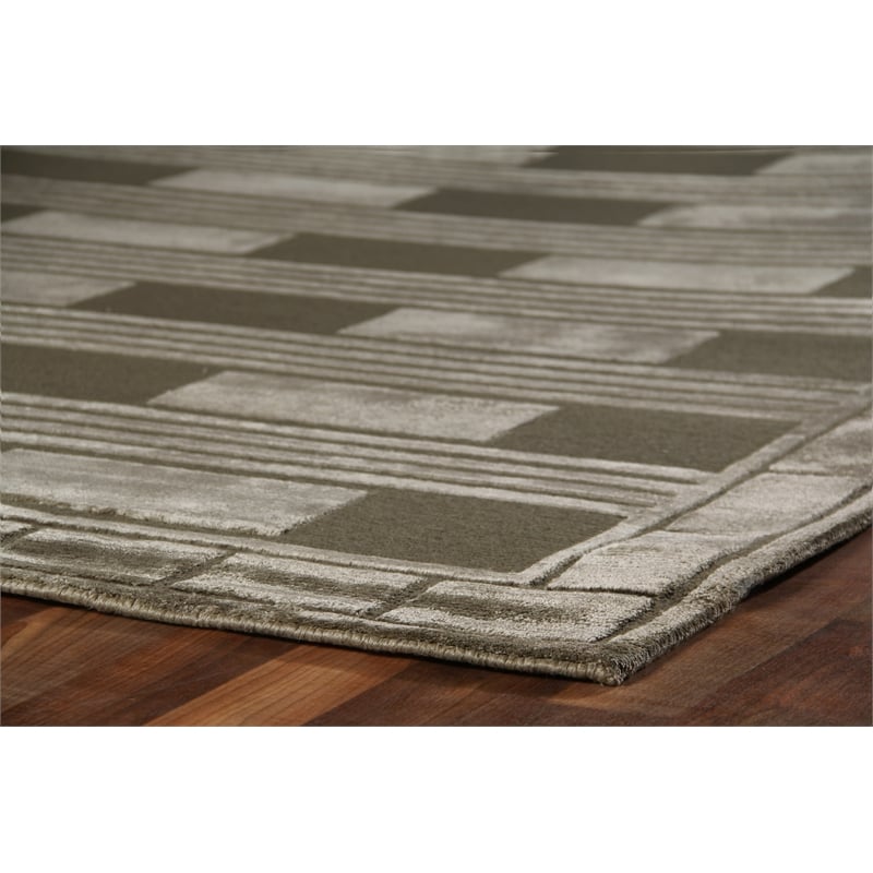 Metro Velvet Hand-Knotted Wool/Viscose Khaki 8'x10' Area Rug