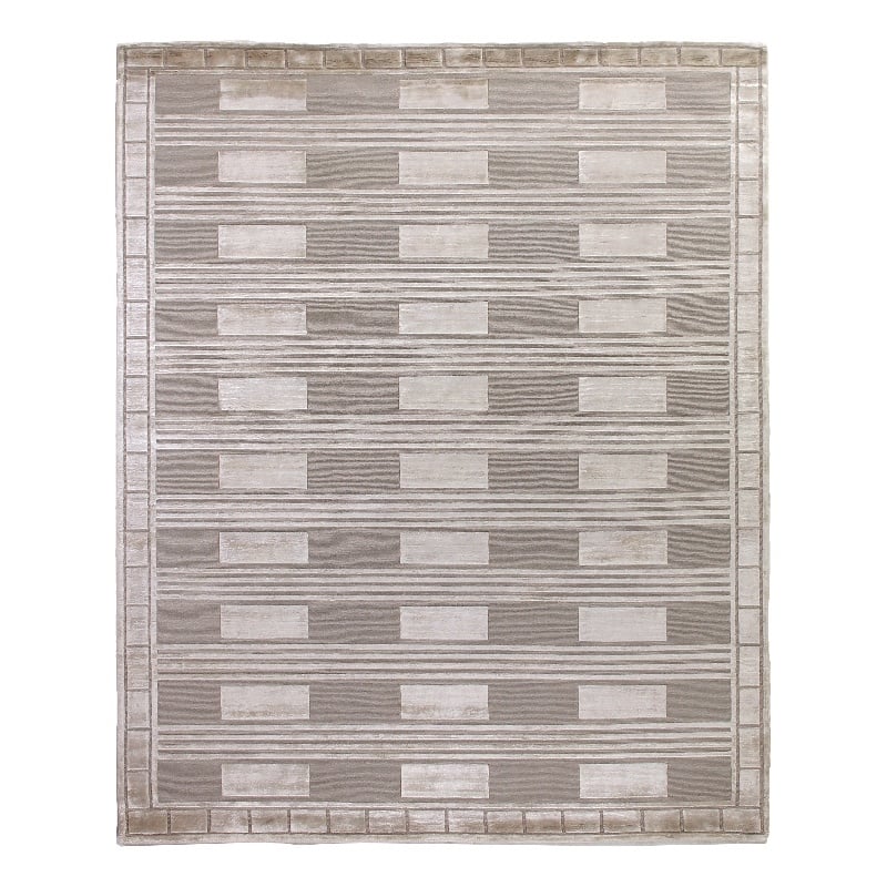 Metro Velvet Hand-Knotted Wool/Viscose Beige 10'x14' Area Rug