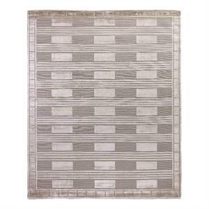 Metro Velvet Hand-Knotted Wool/Viscose Beige 10'x14' Area Rug