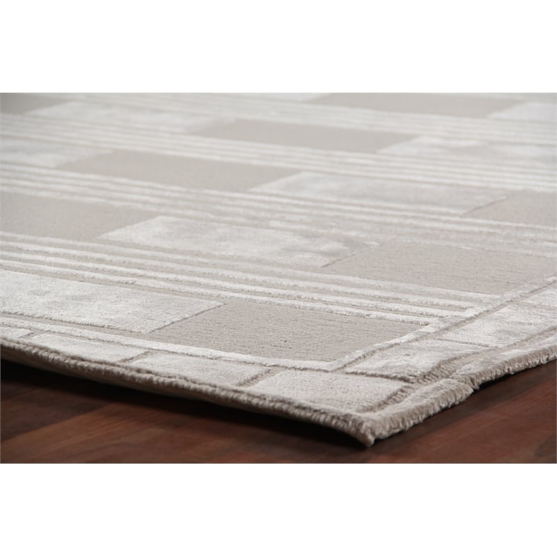 Metro Velvet Hand-Knotted Wool/Viscose Beige 8'x10' Area Rug