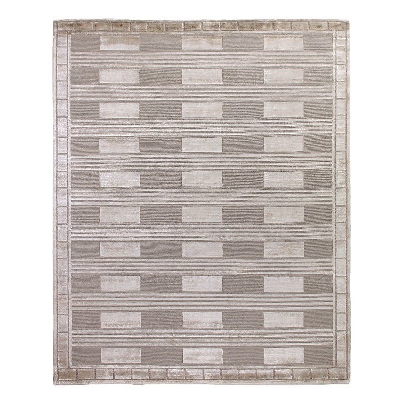 Metro Velvet Hand-Knotted Wool/Viscose Beige 8'x10' Area Rug