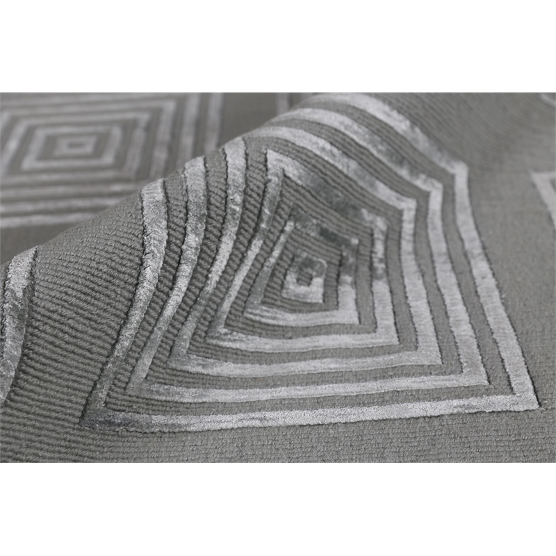 Metro Velvet Hand-Knotted Wool/Viscose Light Blue 10'x14' Area Rug