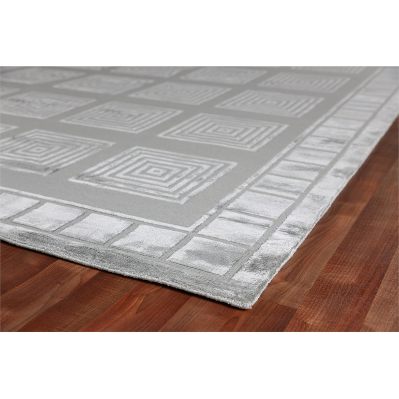Metro Velvet Hand-Knotted Wool/Viscose Light Blue 10'x14' Area Rug