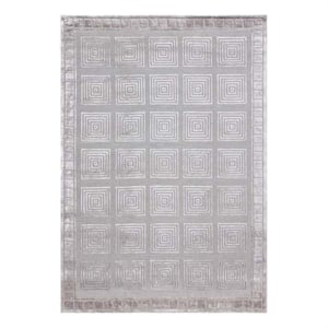 Metro Velvet Hand-Knotted Wool/Viscose Silver 14'x18' Area Rug