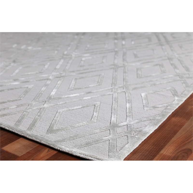 Metro Velvet Hand-Knotted Wool/Viscose Silver 6'x9' Area Rug