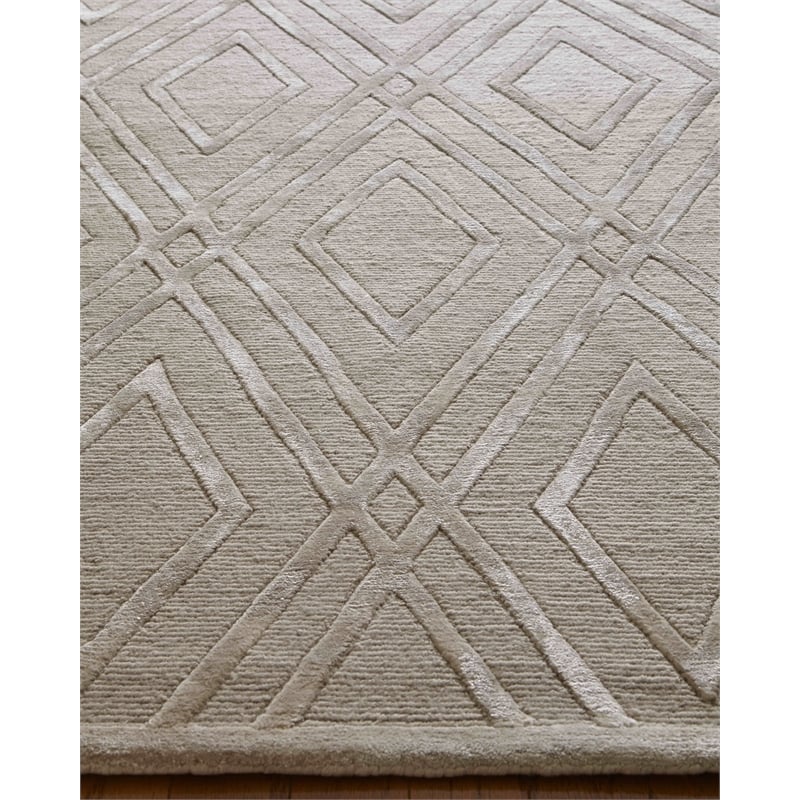 Metro Velvet Hand-Knotted Wool/Viscose Light Beige 12'x15' Area Rug