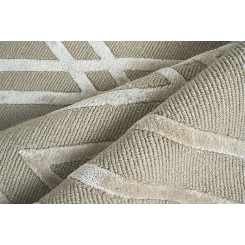 Metro Velvet Hand-Knotted Wool/Viscose Light Beige 12'x15' Area Rug