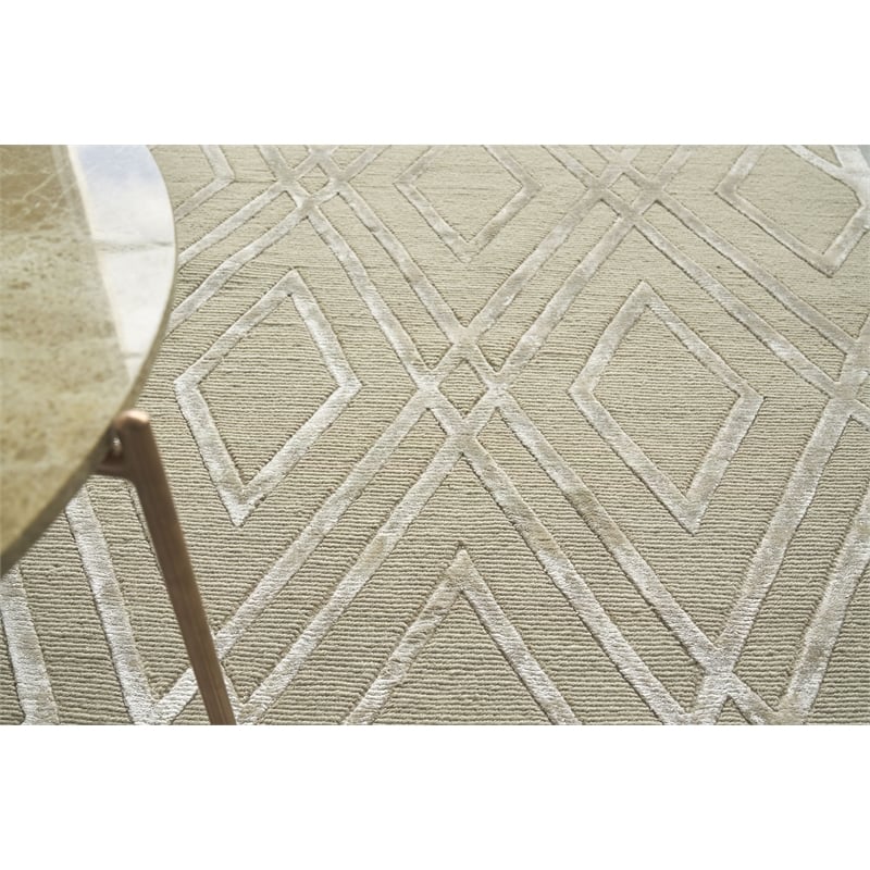Metro Velvet Hand-Knotted Wool/Viscose Light Beige 12'x15' Area Rug