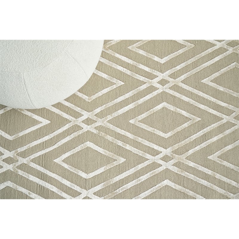 Metro Velvet Hand-Knotted Wool/Viscose Light Beige 12'x15' Area Rug