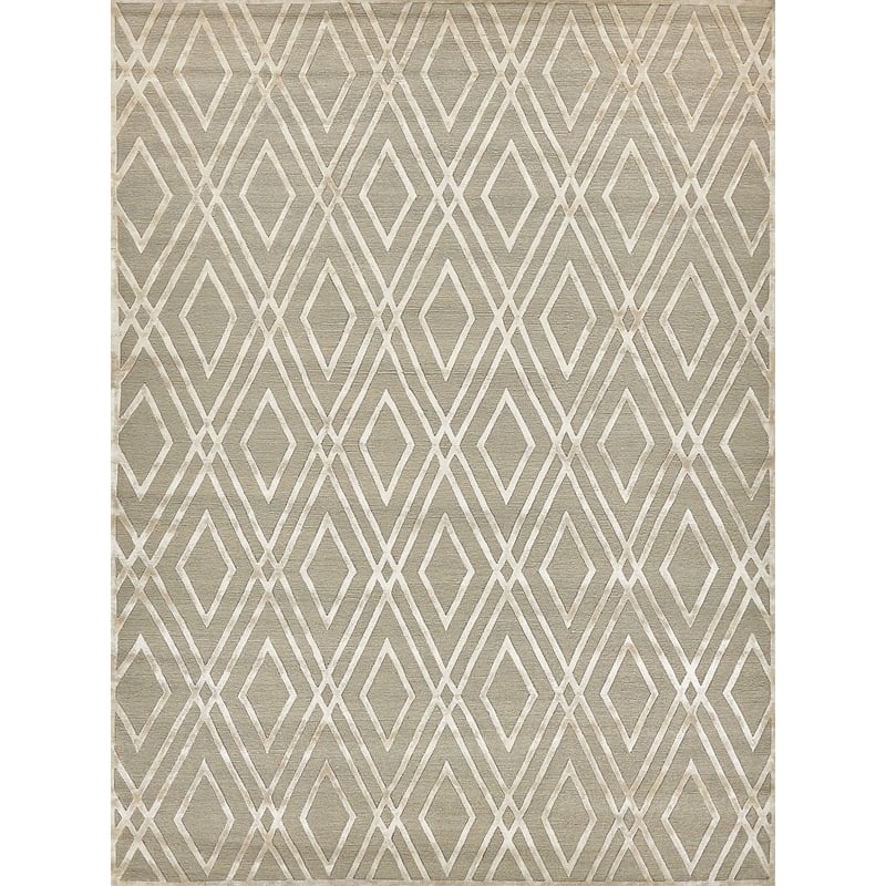 Metro Velvet Hand-Knotted Wool/Viscose Light Beige 12'x15' Area Rug