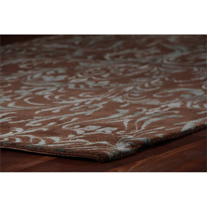 Metro Velvet Hand-Knotted Wool/Viscose Brown/Blue 5'x8' Area Rug