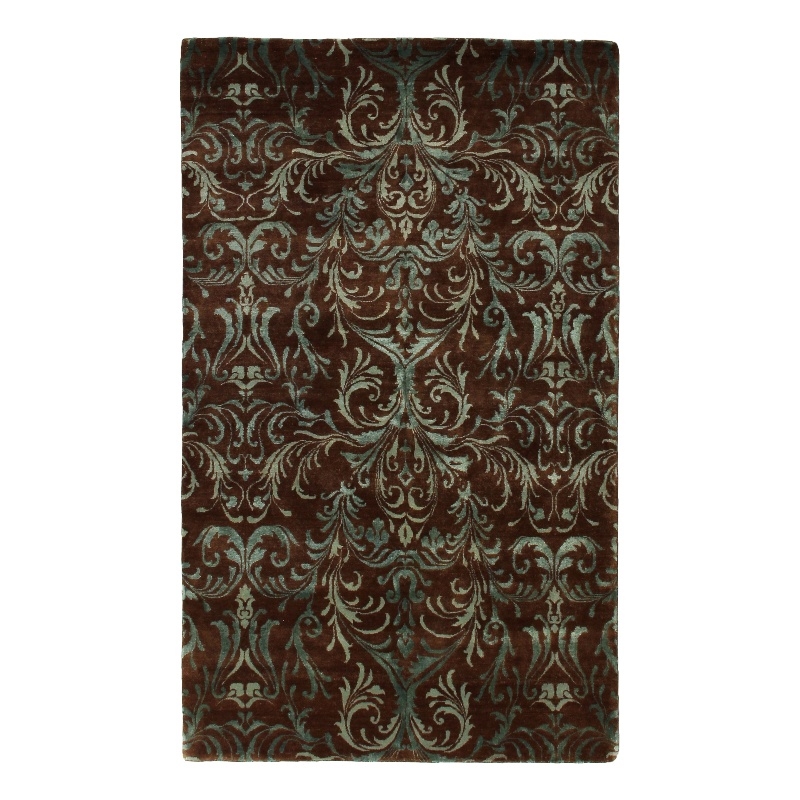 Metro Velvet Hand-Knotted Wool/Viscose Brown/Blue 5'x8' Area Rug