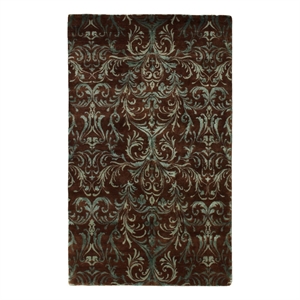 Metro Velvet Hand-Knotted Wool/Viscose Brown/Blue 5'x8' Area Rug