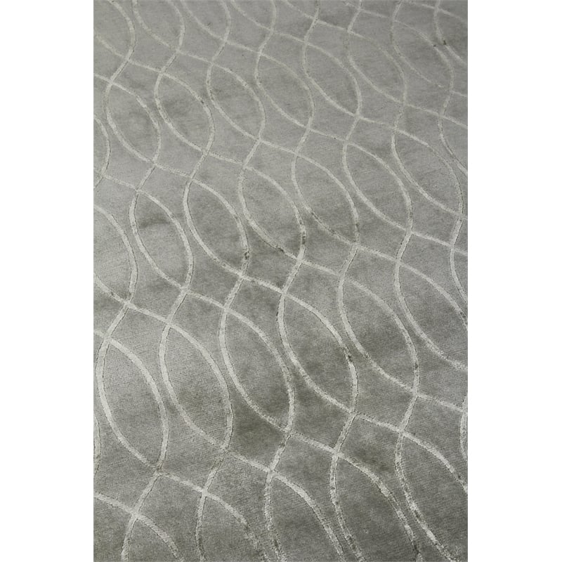 Metro Velvet Hand-Knotted Wool/Viscose Blue 9'x12' Area Rug