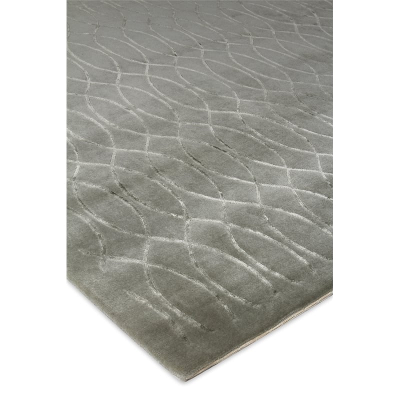 Metro Velvet Hand-Knotted Wool/Viscose Blue 9'x12' Area Rug