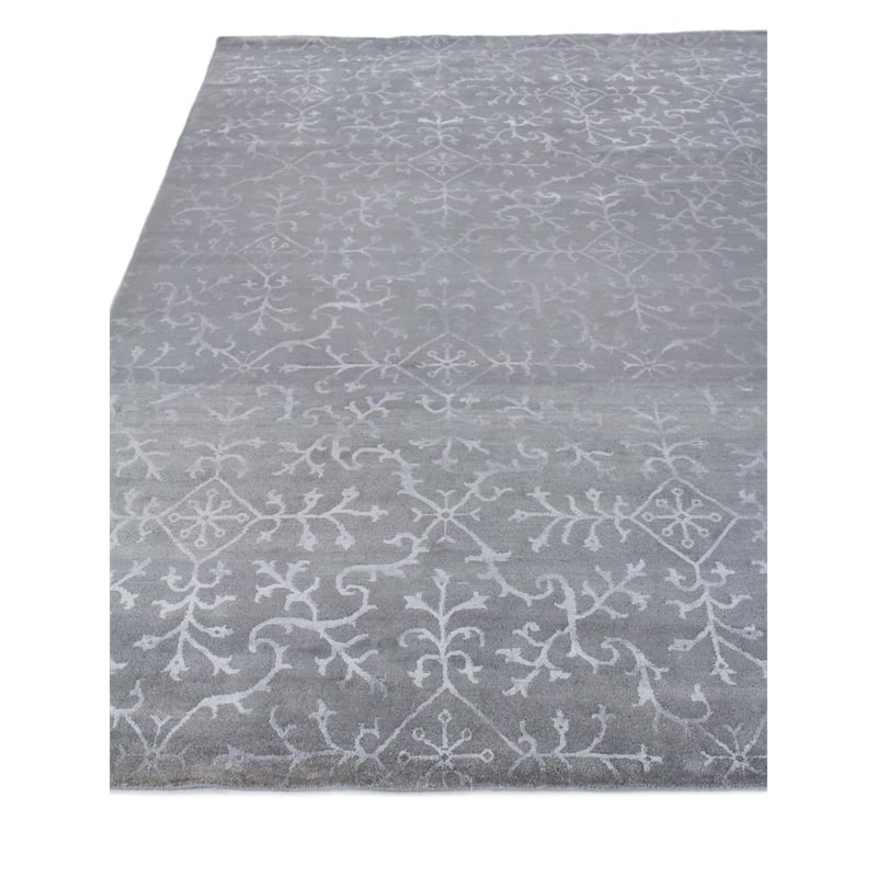 Milano Velvet Hand-Knotted Wool/Bamboo Silk Light Blue 9'x10' Area Rug