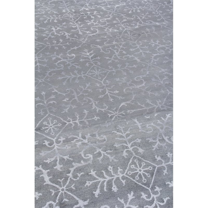 Milano Velvet Hand-Knotted Wool/Bamboo Silk Light Blue 9'x10' Area Rug