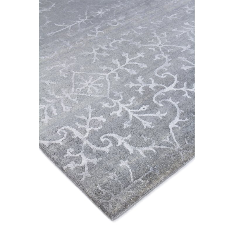Milano Velvet Hand-Knotted Wool/Bamboo Silk Light Blue 9'x10' Area Rug