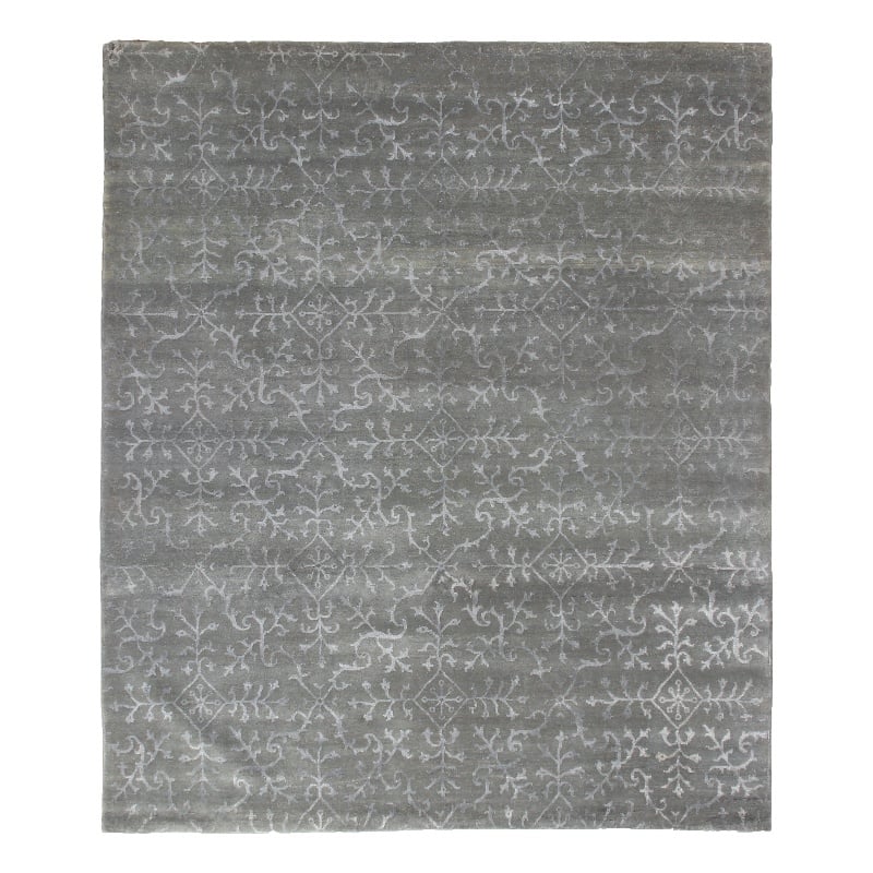 Milano Velvet Hand-Knotted Wool/Bamboo Silk Light Blue 9'x10' Area Rug