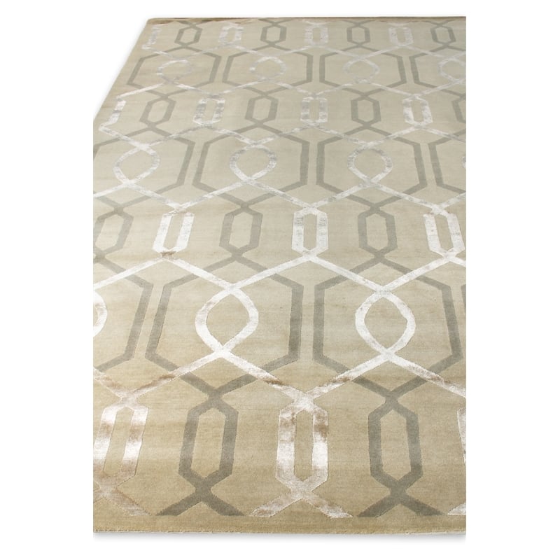 Milano Velvet Hand-Knotted Wool/Viscose Ivory 6'x9' Area Rug