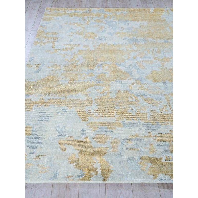 Mineral Handloomed Wool/Bamboo Silk Silver/Gold 9'x12' Area Rug
