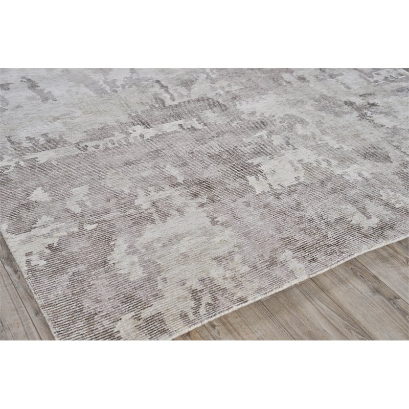Mineral Handloomed Wool/Bamboo Silk Brown 12'x15' Area Rug