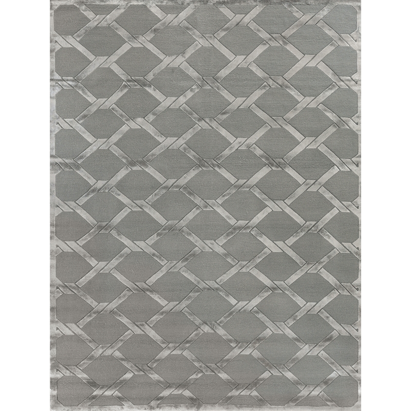 Metro Velvet Hand-Knotted Wool/Viscose Light Blue 10'x14' Area Rug