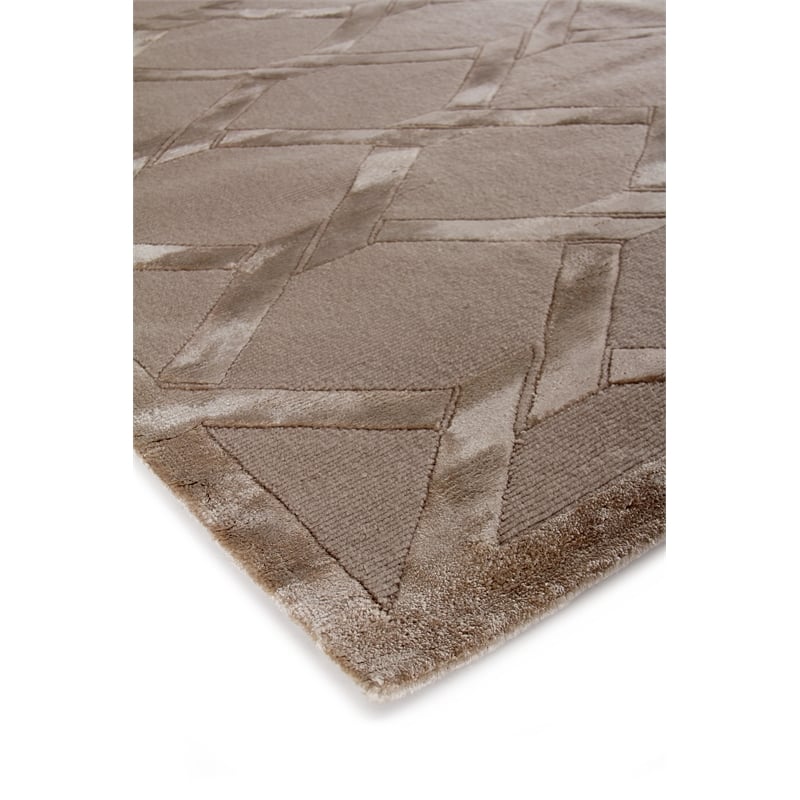Metro Velvet Hand-Knotted Wool/Viscose Light Beige 4'x6' Area Rug