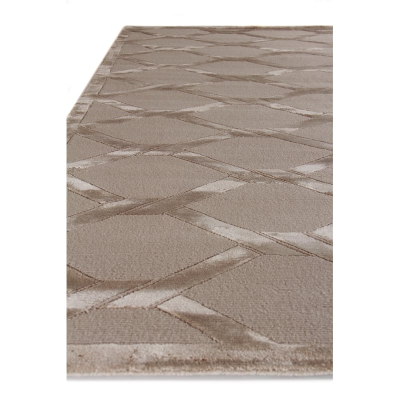 Metro Velvet Hand-Knotted Wool/Viscose Light Beige 4'x6' Area Rug