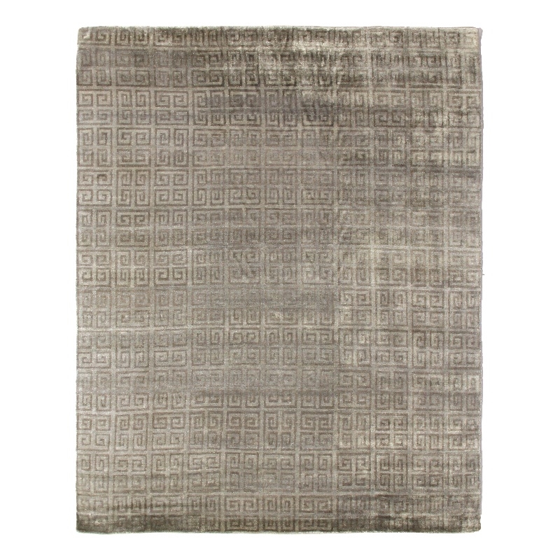 Metro Velvet Hand-Knotted Wool/Viscose Silver 10'x14' Area Rug