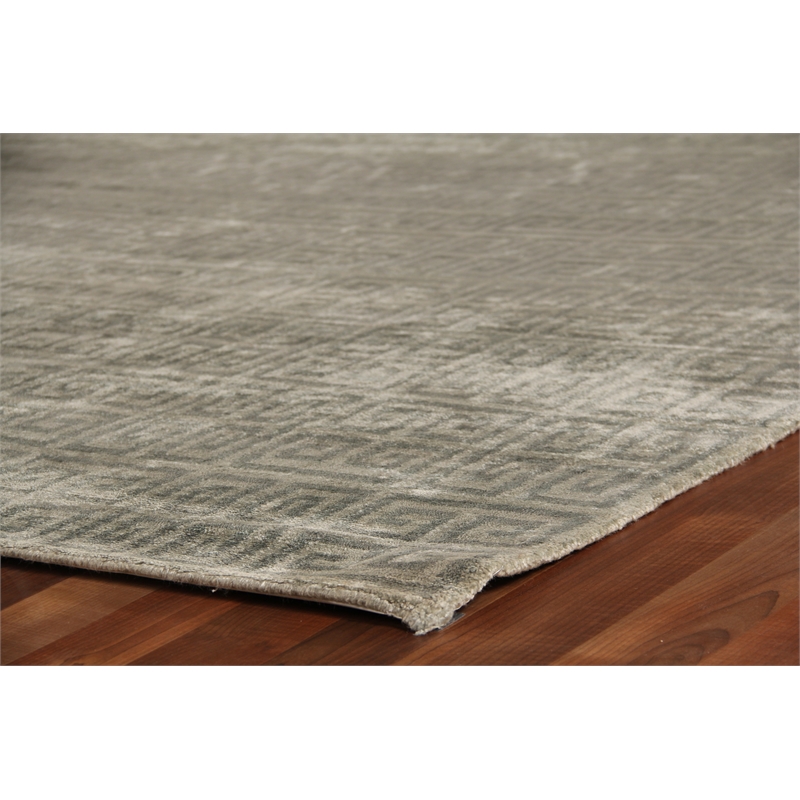 Metro Velvet Hand-Knotted Wool/Viscose Light Blue 12'x15' Area Rug