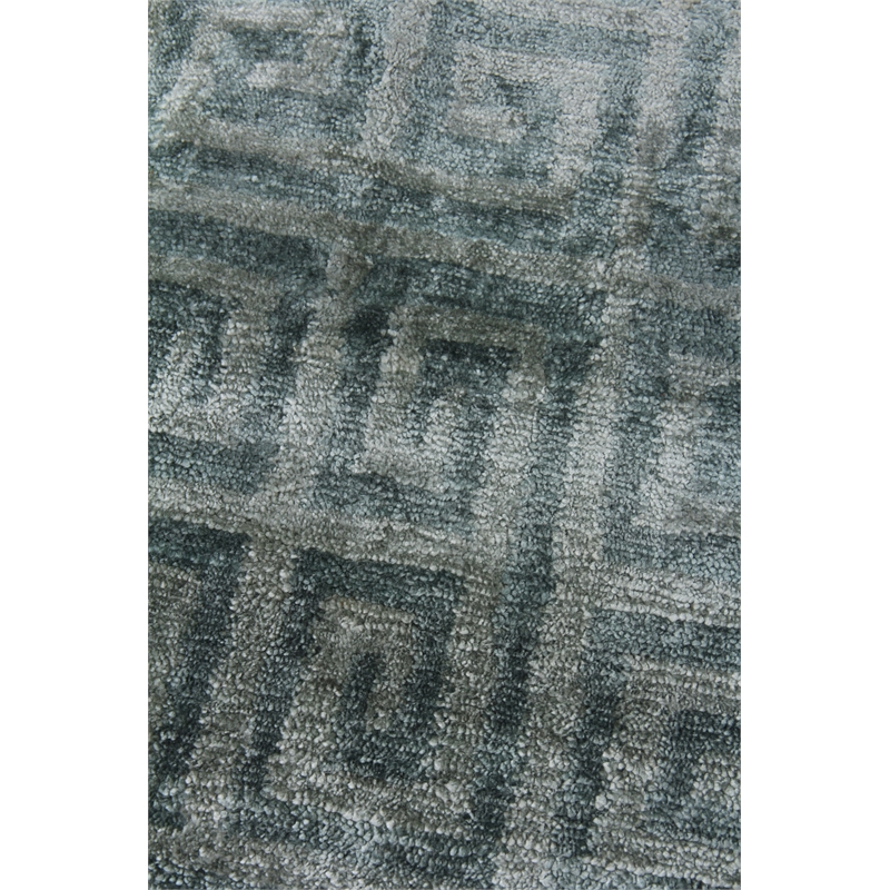 Metro Velvet Hand-Knotted Wool/Viscose Light Blue 12'x15' Area Rug