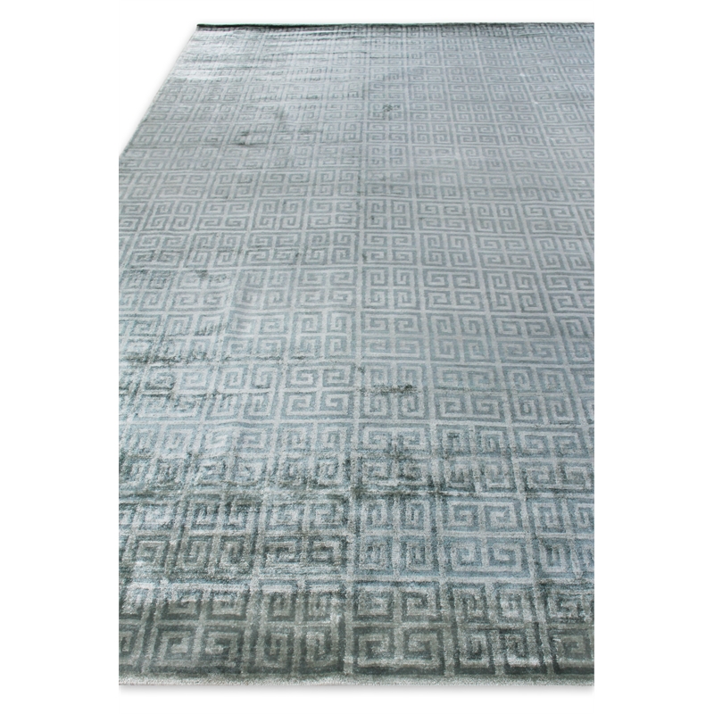 Metro Velvet Hand-Knotted Wool/Viscose Light Blue 12'x15' Area Rug