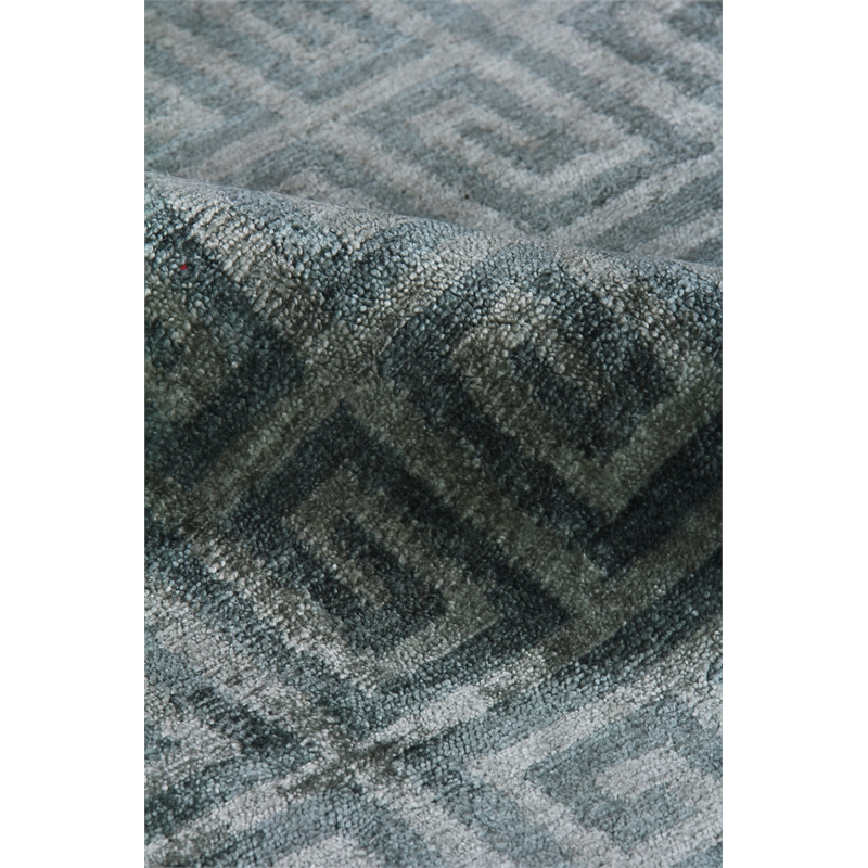 Metro Velvet Hand-Knotted Wool/Viscose Light Blue 12'x15' Area Rug