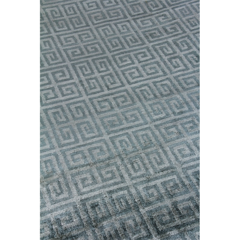 Metro Velvet Hand-Knotted Wool/Viscose Light Blue 12'x15' Area Rug