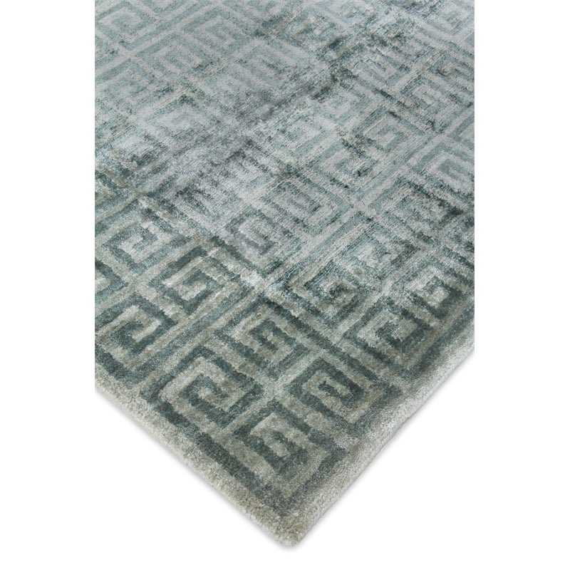 Metro Velvet Hand-Knotted Wool/Viscose Light Blue 12'x15' Area Rug
