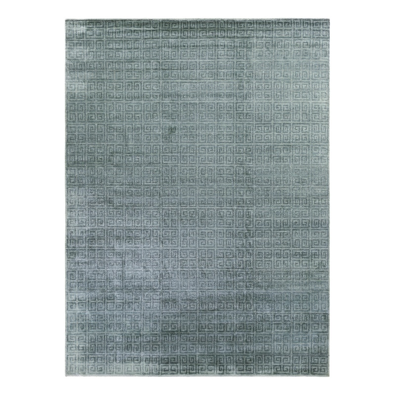 Metro Velvet Hand-Knotted Wool/Viscose Light Blue 12'x15' Area Rug