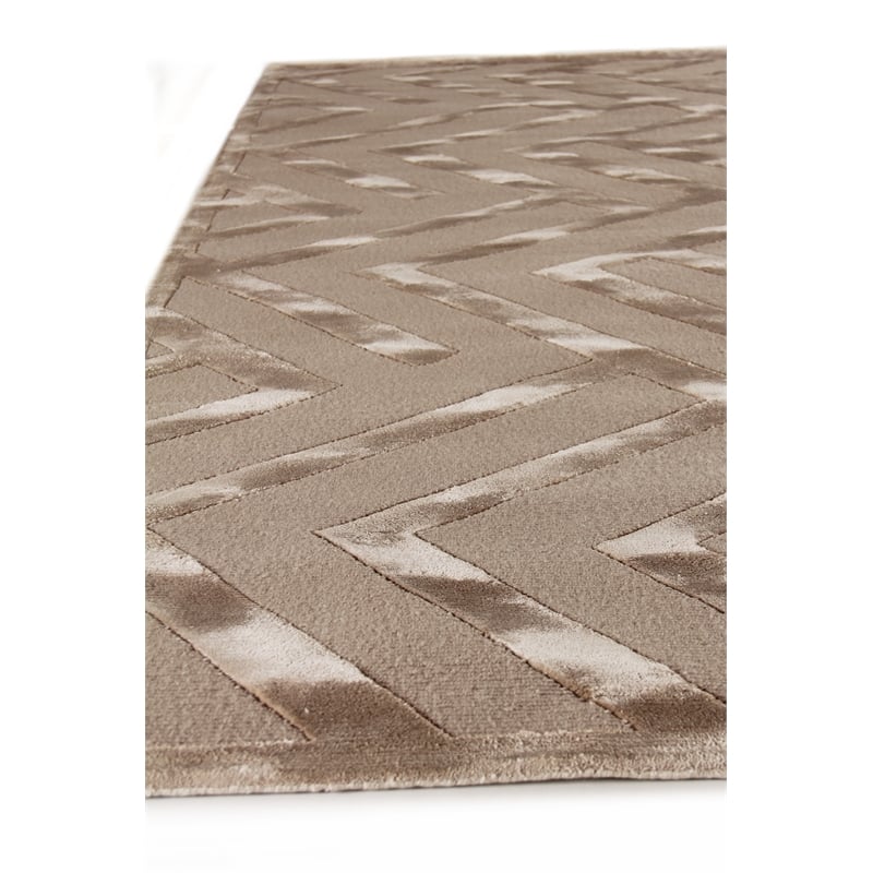 Metro Velvet Hand-Knotted Wool/Viscose Beige 9'x12' Area Rug