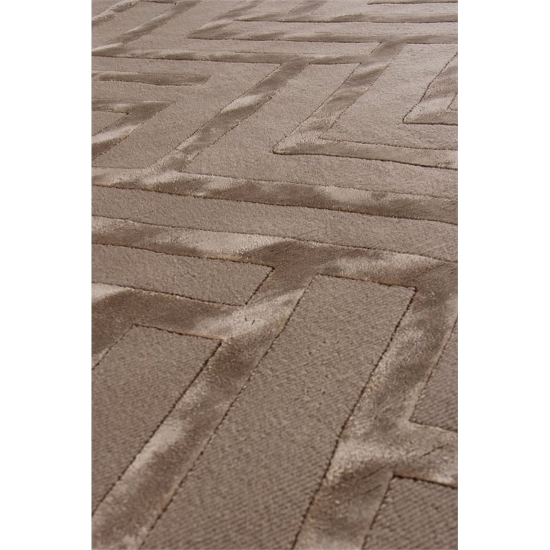 Metro Velvet Hand-Knotted Wool/Viscose Beige 9'x12' Area Rug