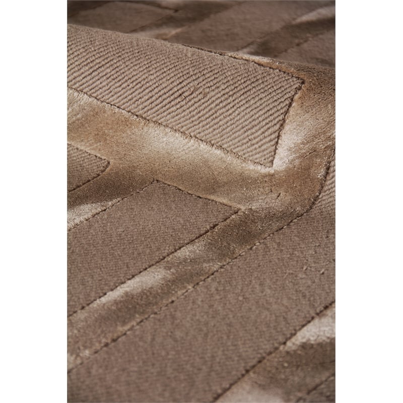 Metro Velvet Hand-Knotted Wool/Viscose Beige 9'x12' Area Rug