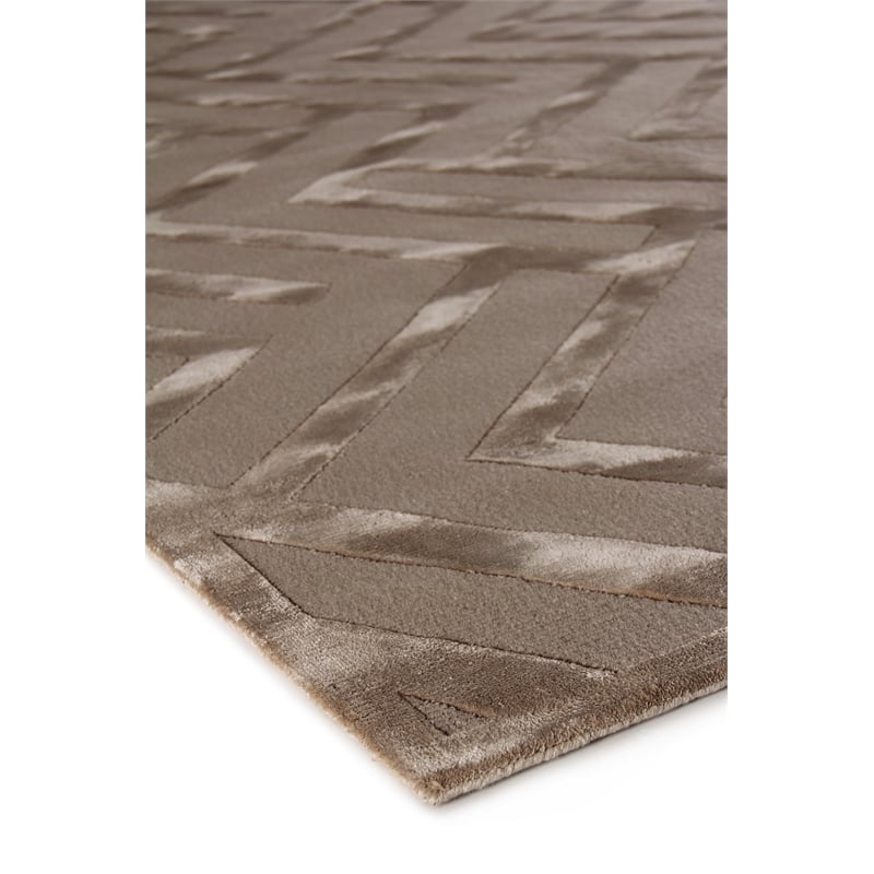 Metro Velvet Hand-Knotted Wool/Viscose Beige 9'x12' Area Rug