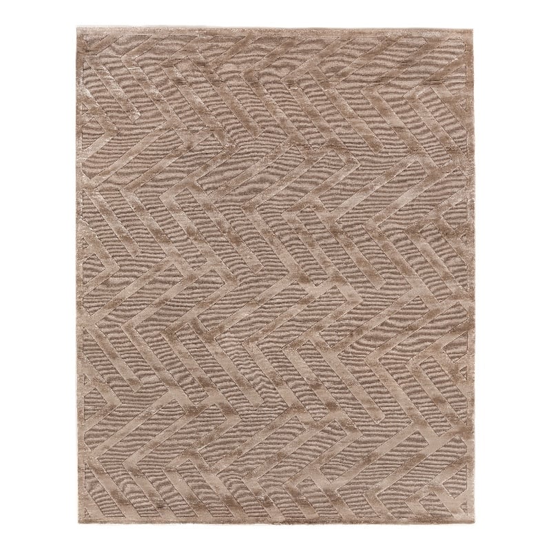 Metro Velvet Hand-Knotted Wool/Viscose Beige 9'x12' Area Rug