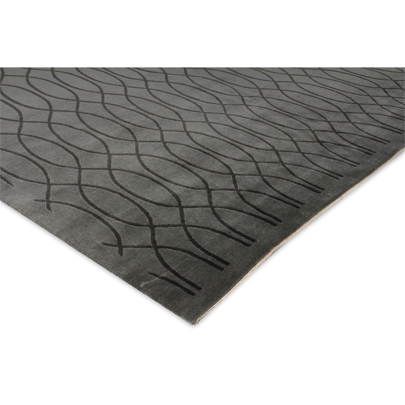 Metro Velvet Hand-Knotted Wool/Viscose Light Gray 8'x10' Area Rug