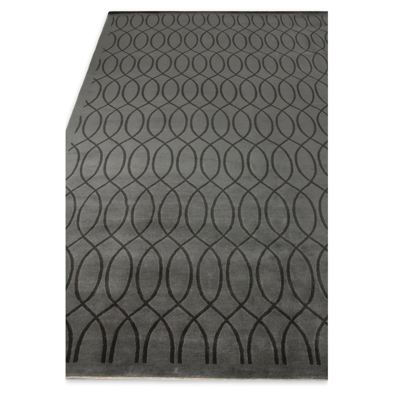 Metro Velvet Hand-Knotted Wool/Viscose Light Gray 8'x10' Area Rug