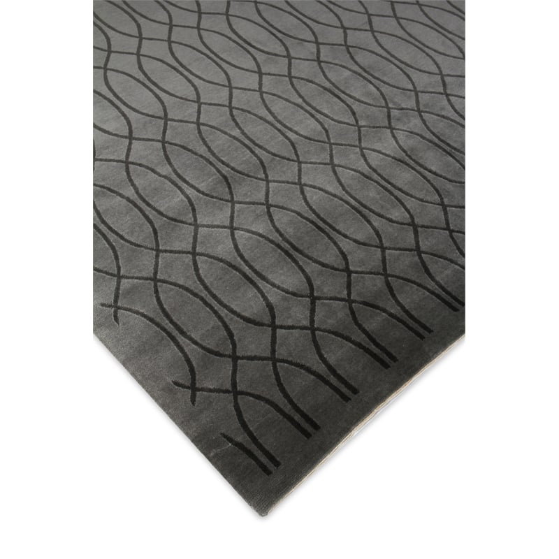 Metro Velvet Hand-Knotted Wool/Viscose Light Gray 8'x10' Area Rug