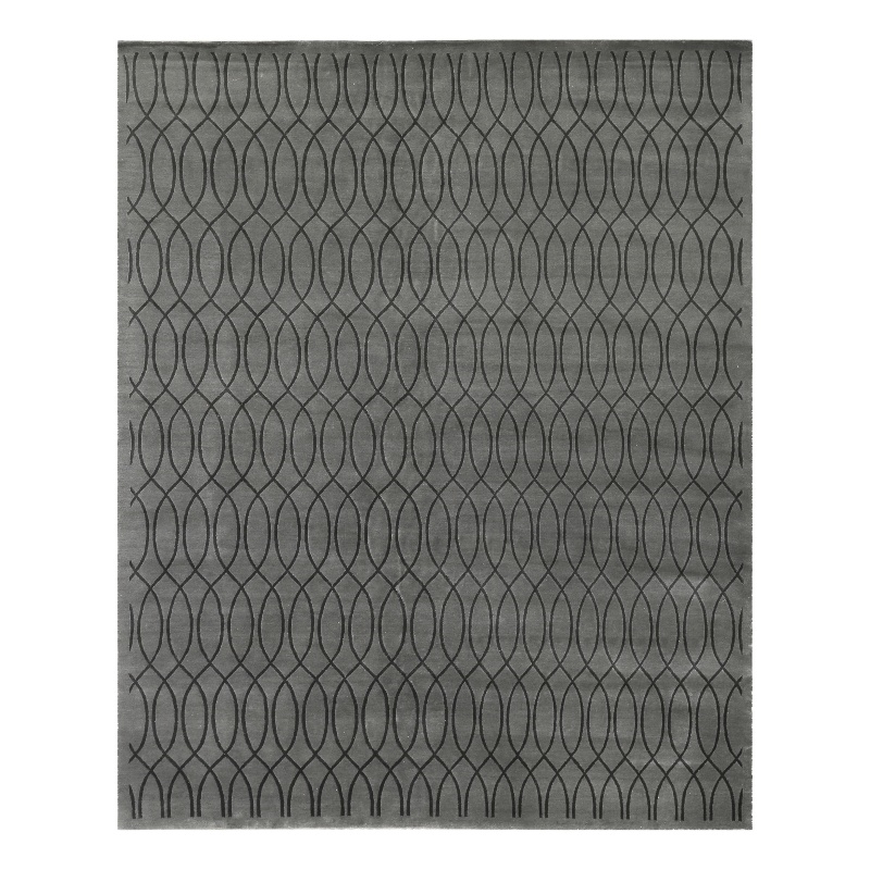 Metro Velvet Hand-Knotted Wool/Viscose Light Gray 8'x10' Area Rug
