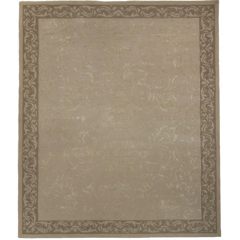 Metro Velvet Hand-Knotted Wool/Viscose Beige 10'x14' Area Rug