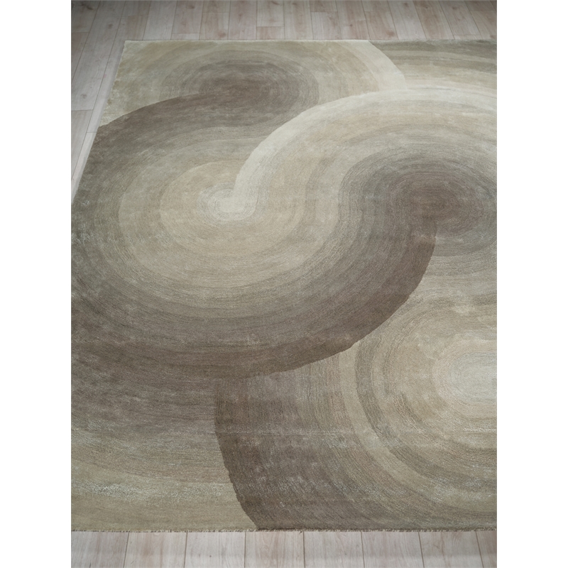 Mitomo Hand-Tufted Wool/Viscose Taupe 10'x14' Area Rug