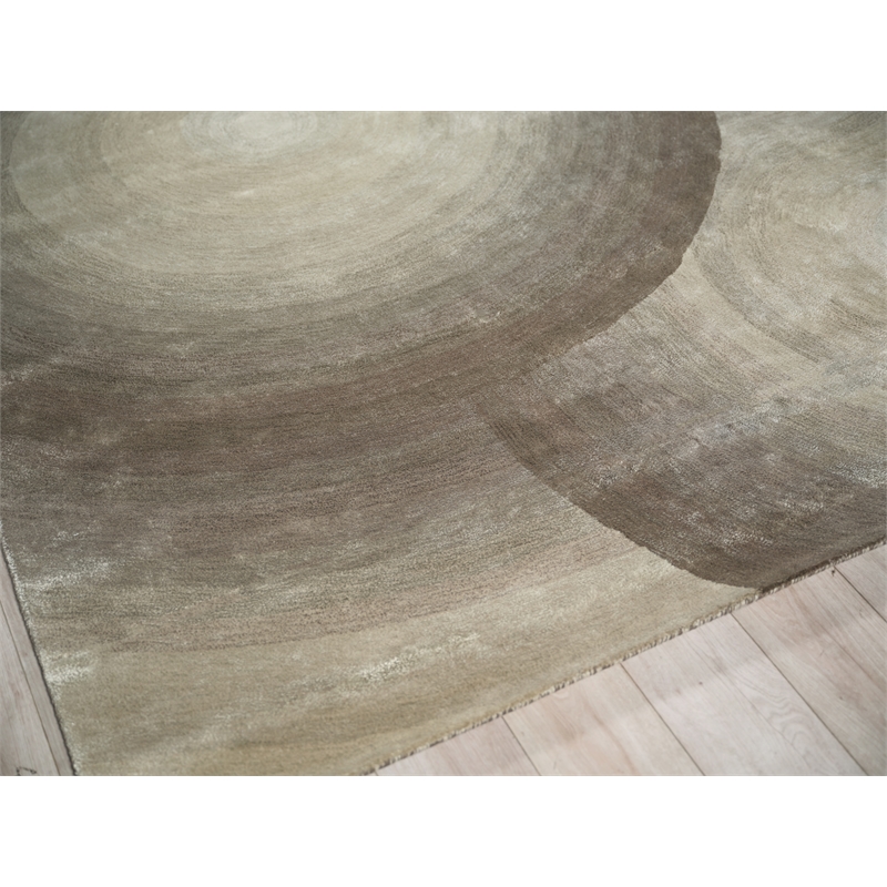 Mitomo Hand-Tufted Wool/Viscose Taupe 4'x6' Area Rug